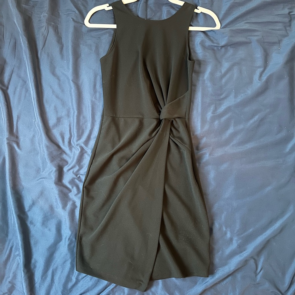 Aqua Black Midi Dress with Twist Detail